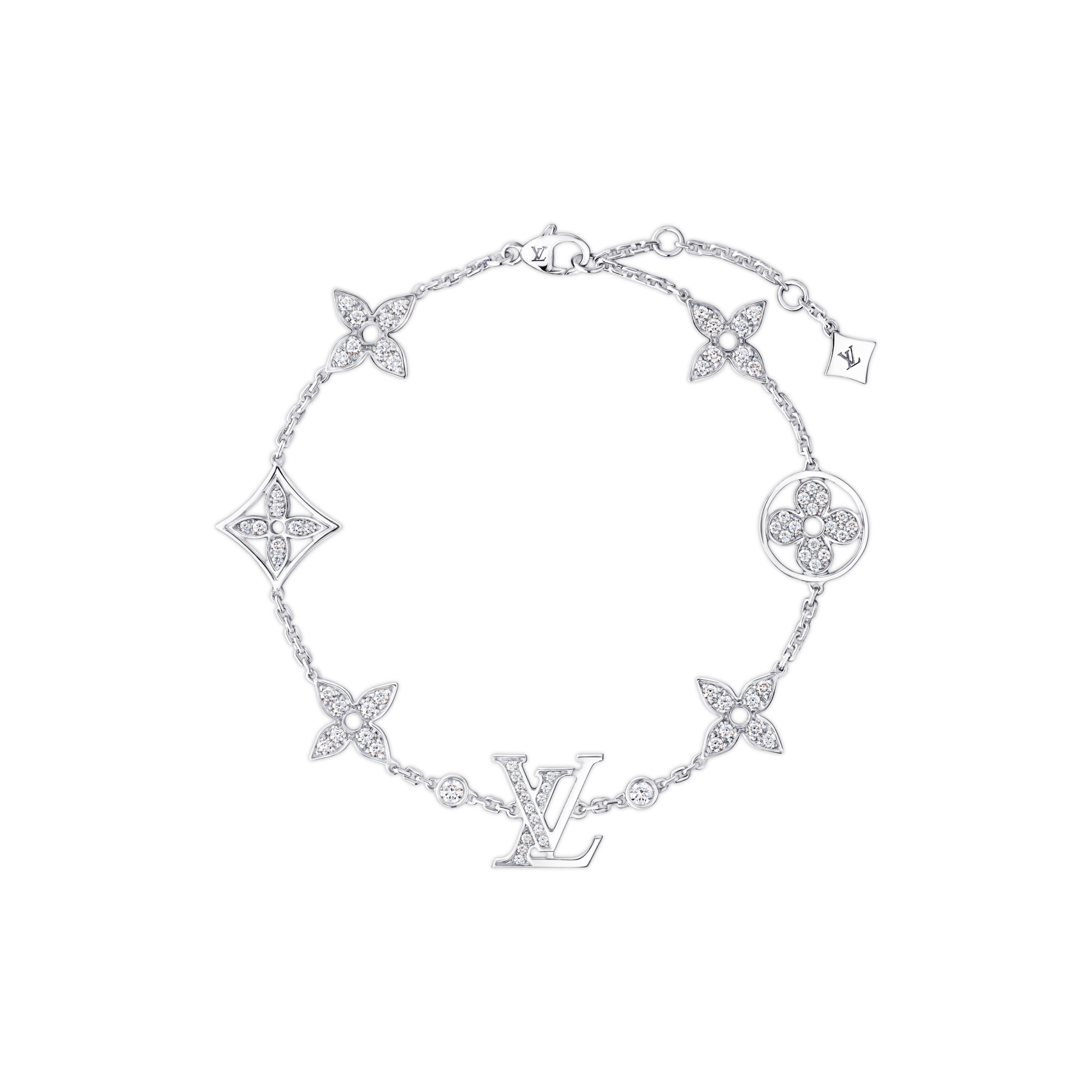 Idylle Blossom Multi-Motif Bracelet, White Gold and Diamonds